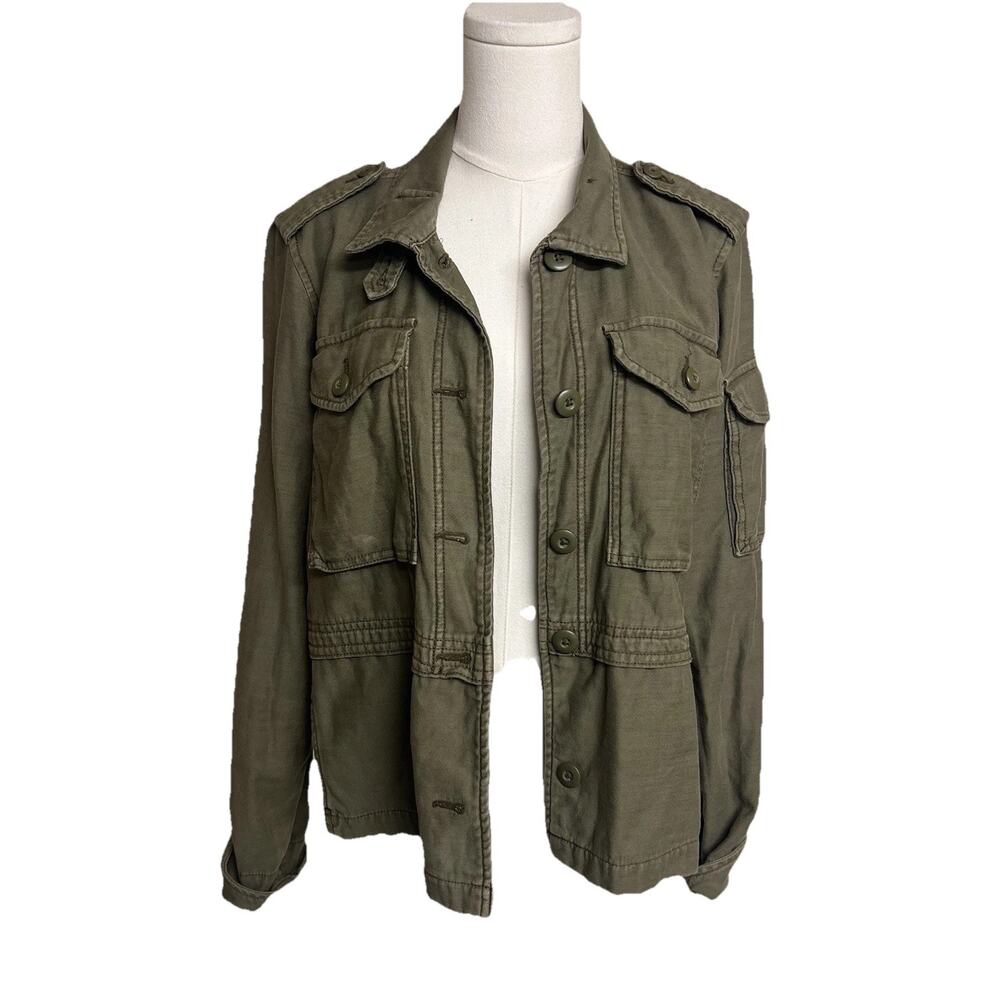 American Eagle Women's Utility Jacket Size M Funnel Neck Military Lightweight‎